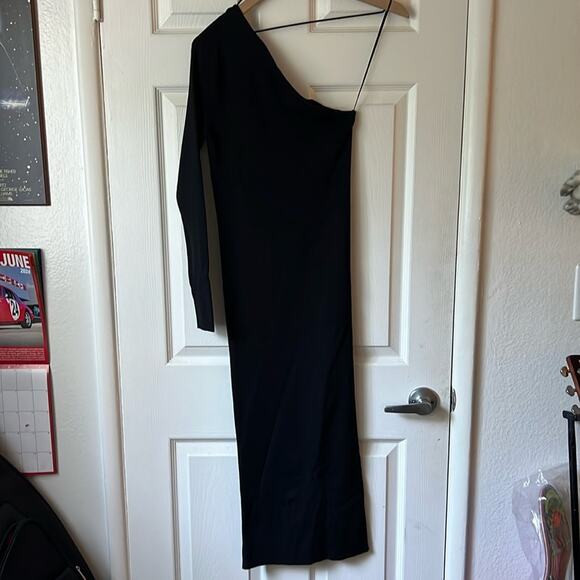 Zara Asymmetric Knit Dress Black size medium - Picture 2 of 7